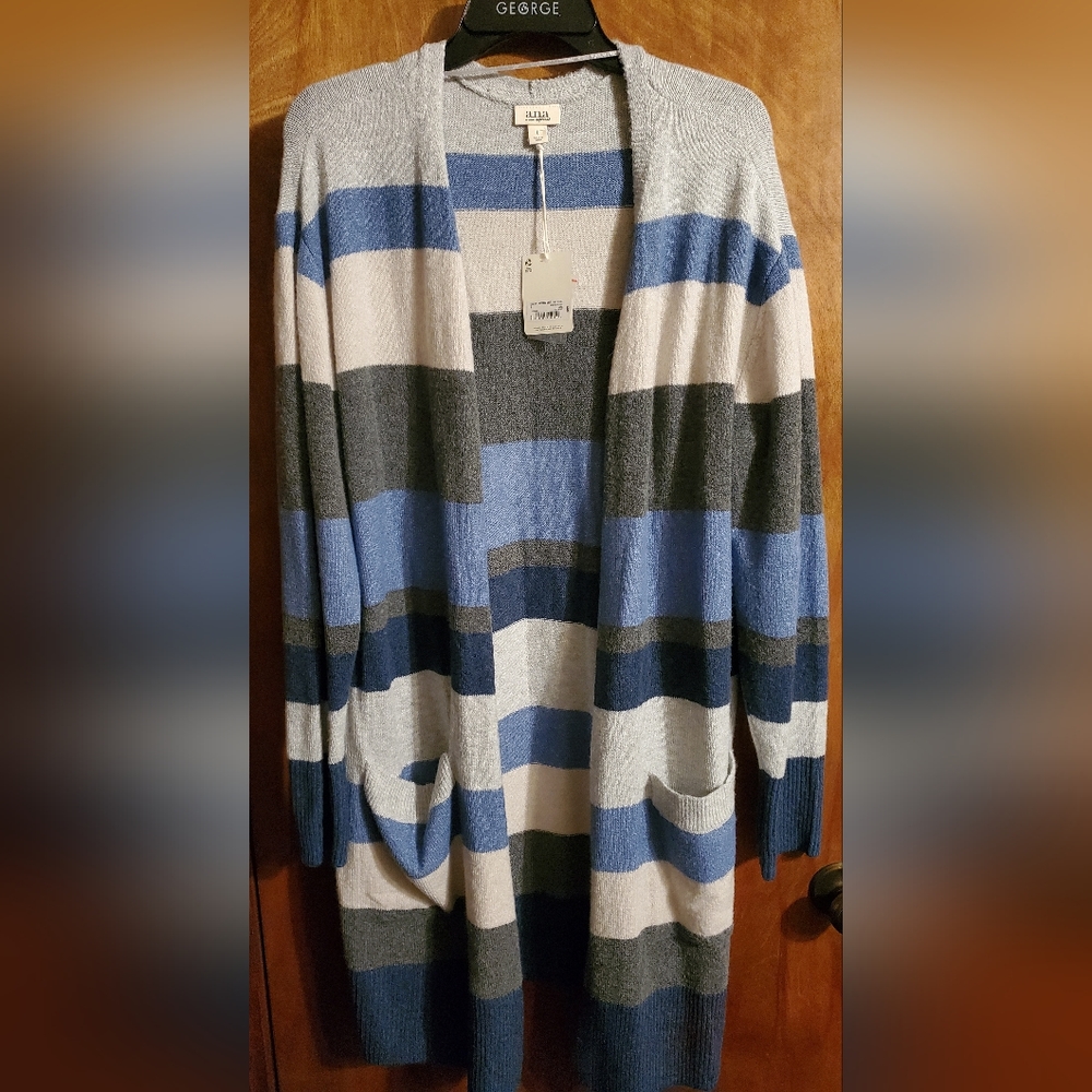 Ana Open Front Striped Cardigan